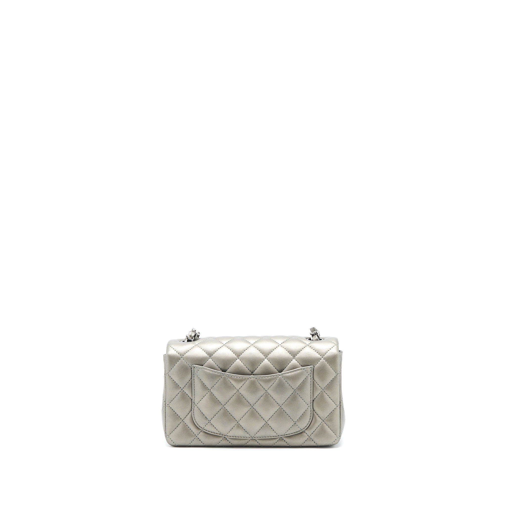 Chanel 21B Mini Rectangular Flap Bag Calfskin Metallic Silver with Shiny Ruthenium Hardware (Microchip) - Image 2