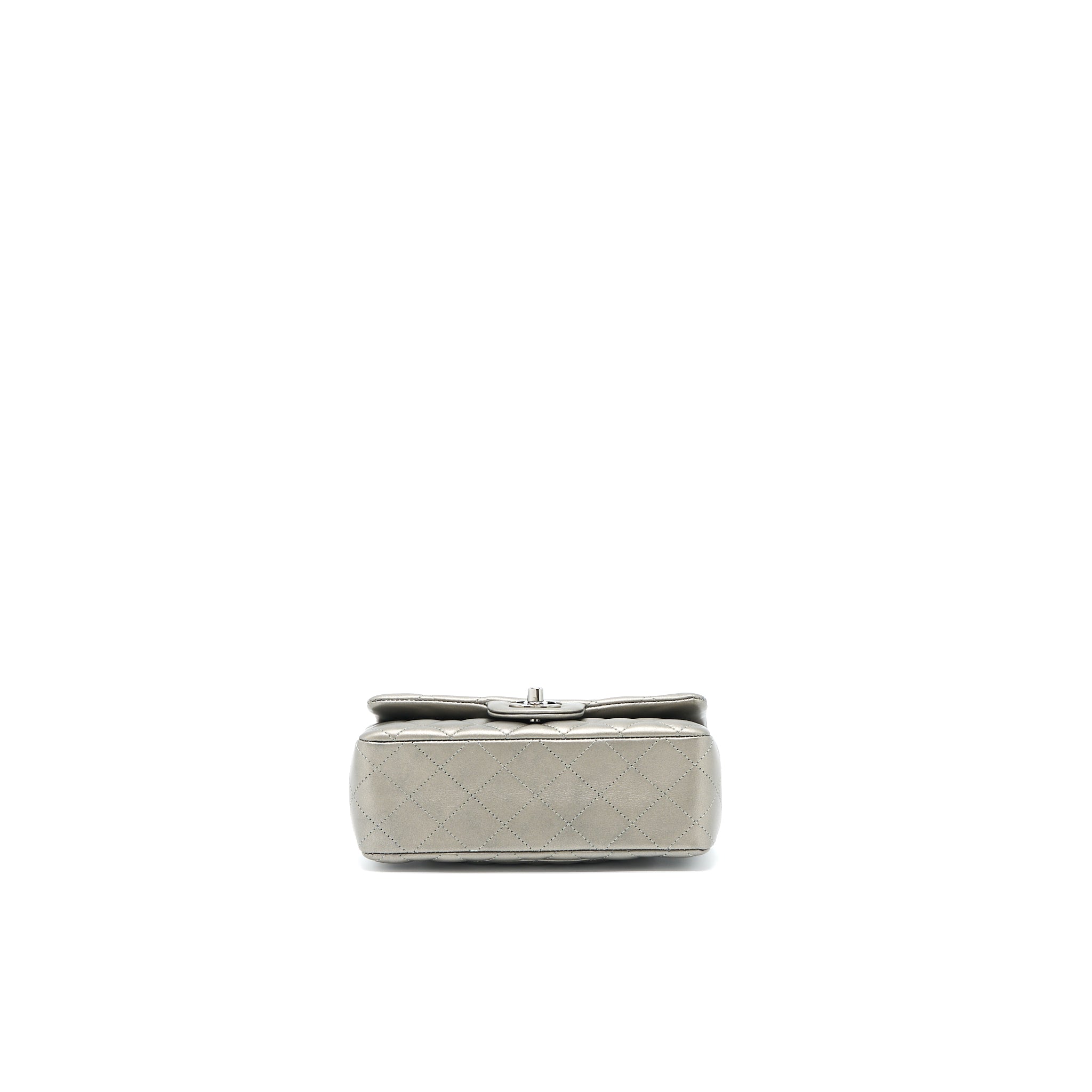 Chanel 21B Mini Rectangular Flap Bag Calfskin Metallic Silver with Shiny Ruthenium Hardware (Microchip) - Image 5