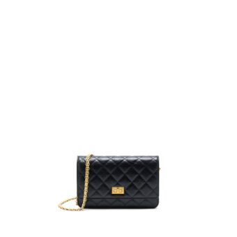 Chanel 2.55 Reissue Wallet on Chain Aged Calfskin Black Brushed GHW (Microchip)