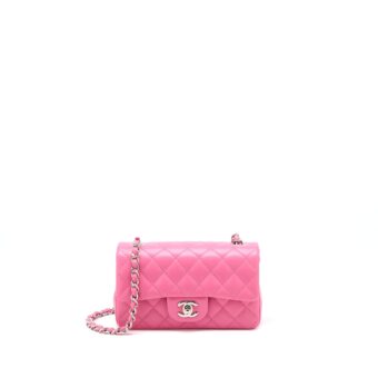 Chanel Classic Mini Rectangular Flap Bag Lambskin Pink SHW