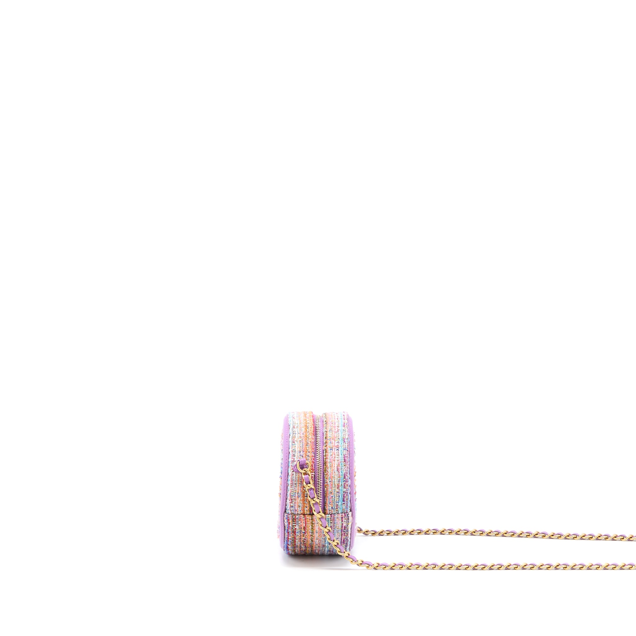 Chanel Round Clutch with Chain Lambskin/Tweed Multicolour GHW - Image 4