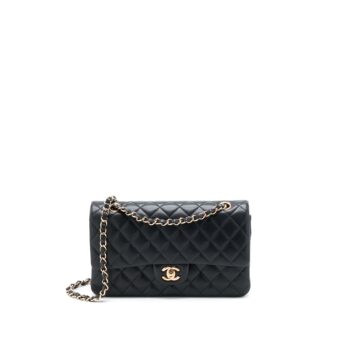 Chanel Medium Classic Flap Bag Lambskin Black RGHW (Microchip)