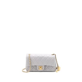 Chanel Pearl Crush Mini Rectangular Flap Bag Lambskin Light Grey Brushed GHW (Microchip)
