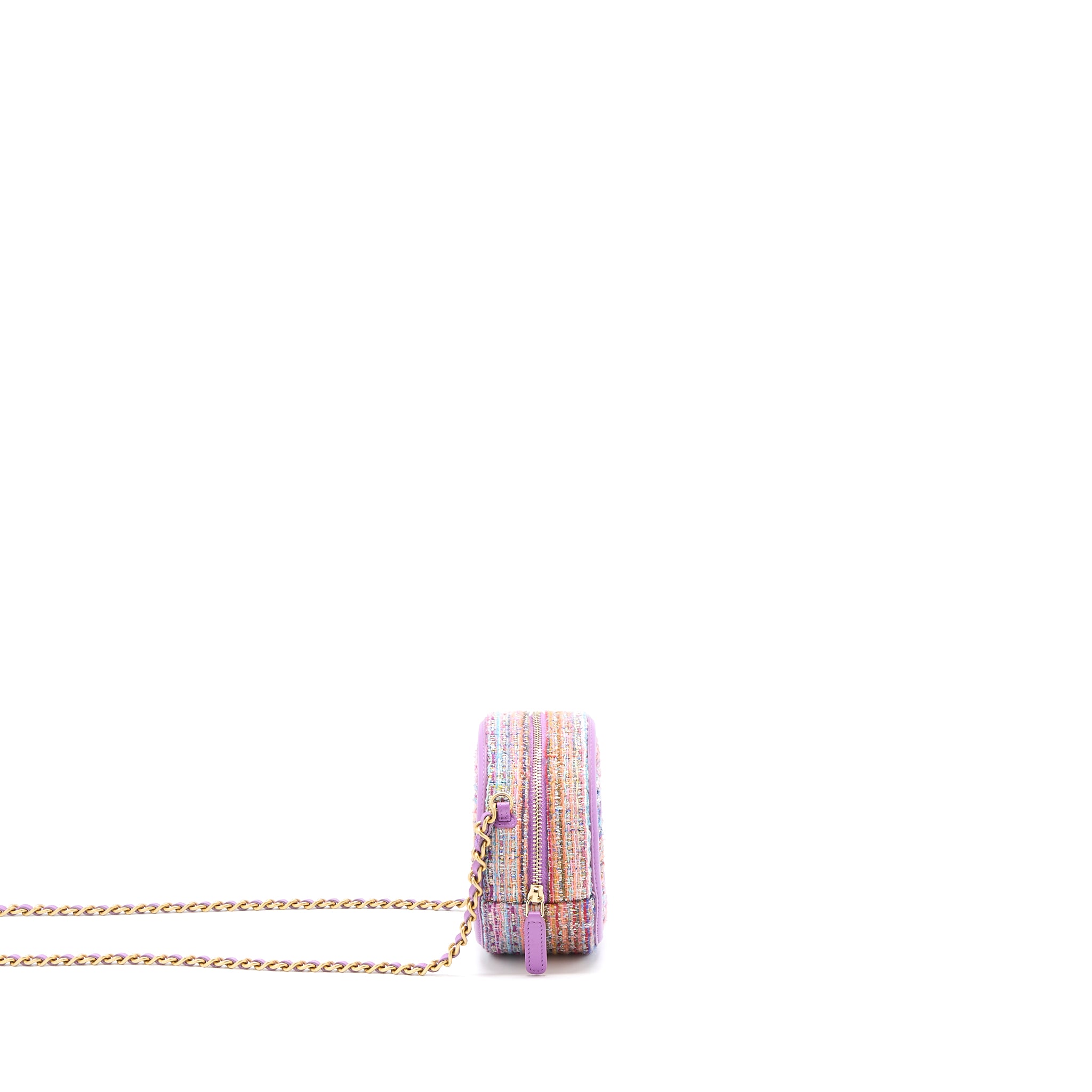 Chanel Round Clutch with Chain Lambskin/Tweed Multicolour GHW - Image 3