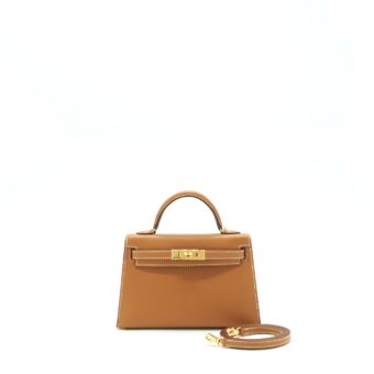 Hermes Mini Kelly II Epsom Gold GHW Stamp Z