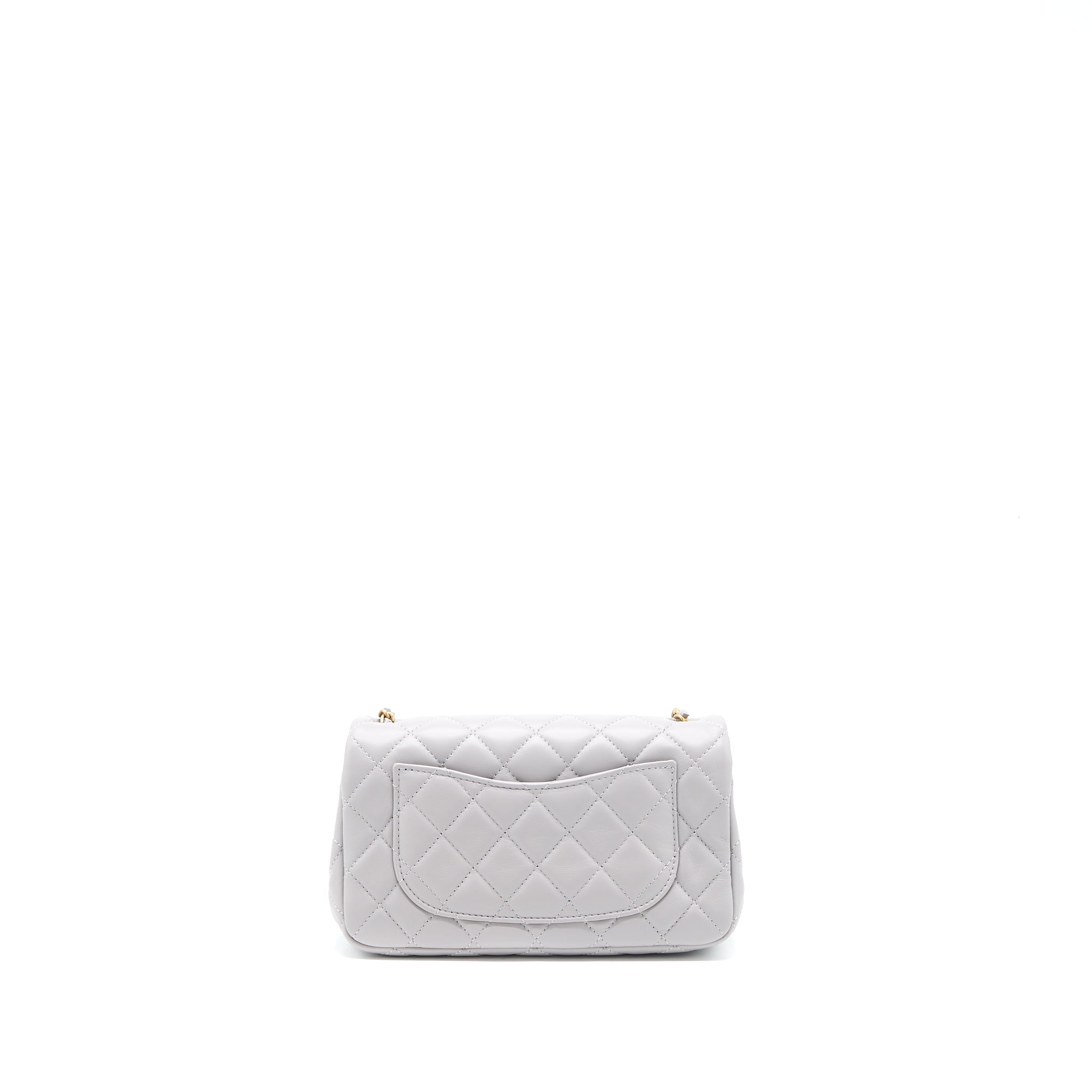 Chanel Pearl Crush Mini Rectangular Flap Bag Lambskin Light Grey Brushed GHW (Microchip) - Image 2