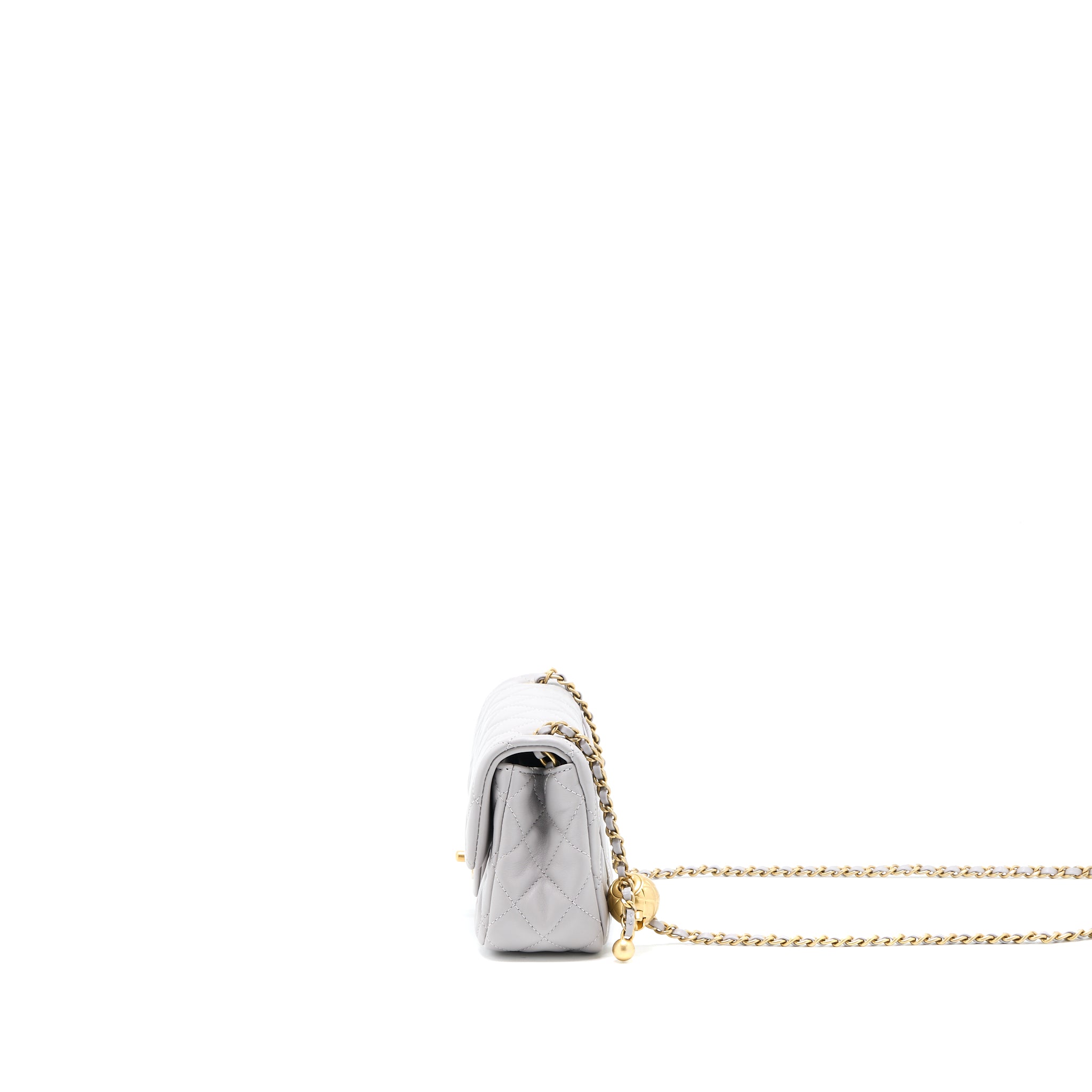 Chanel Pearl Crush Mini Rectangular Flap Bag Lambskin Light Grey Brushed GHW (Microchip) - Image 3
