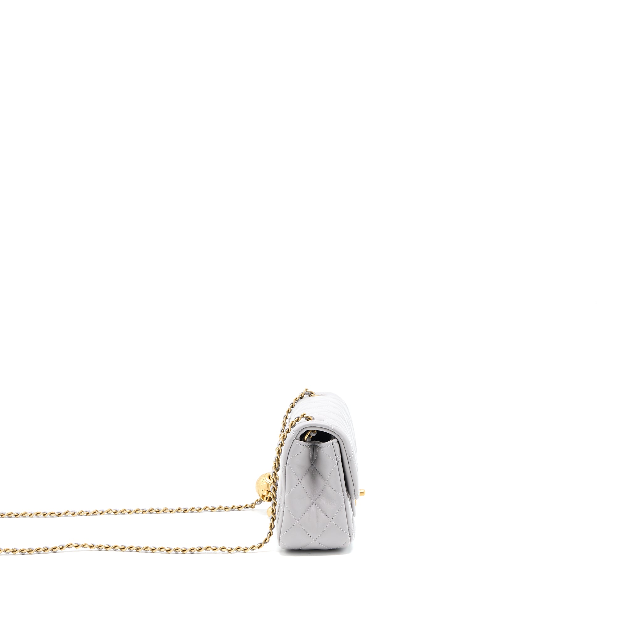 Chanel Pearl Crush Mini Rectangular Flap Bag Lambskin Light Grey Brushed GHW (Microchip) - Image 4