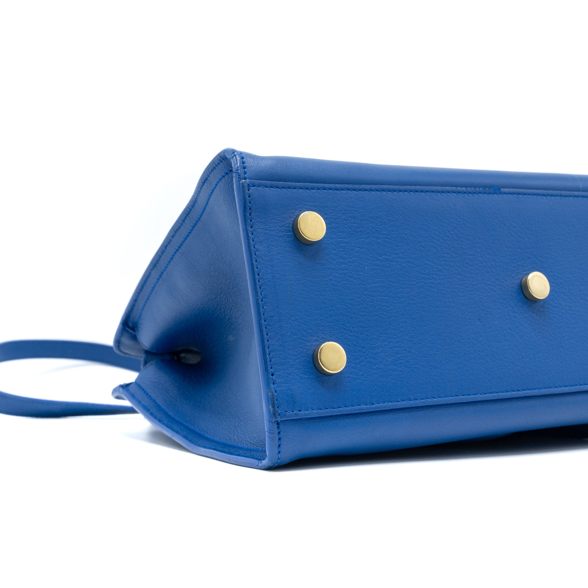 Saint Laurent Cabas Tote Bag Calfskin Blue GHW - Image 11