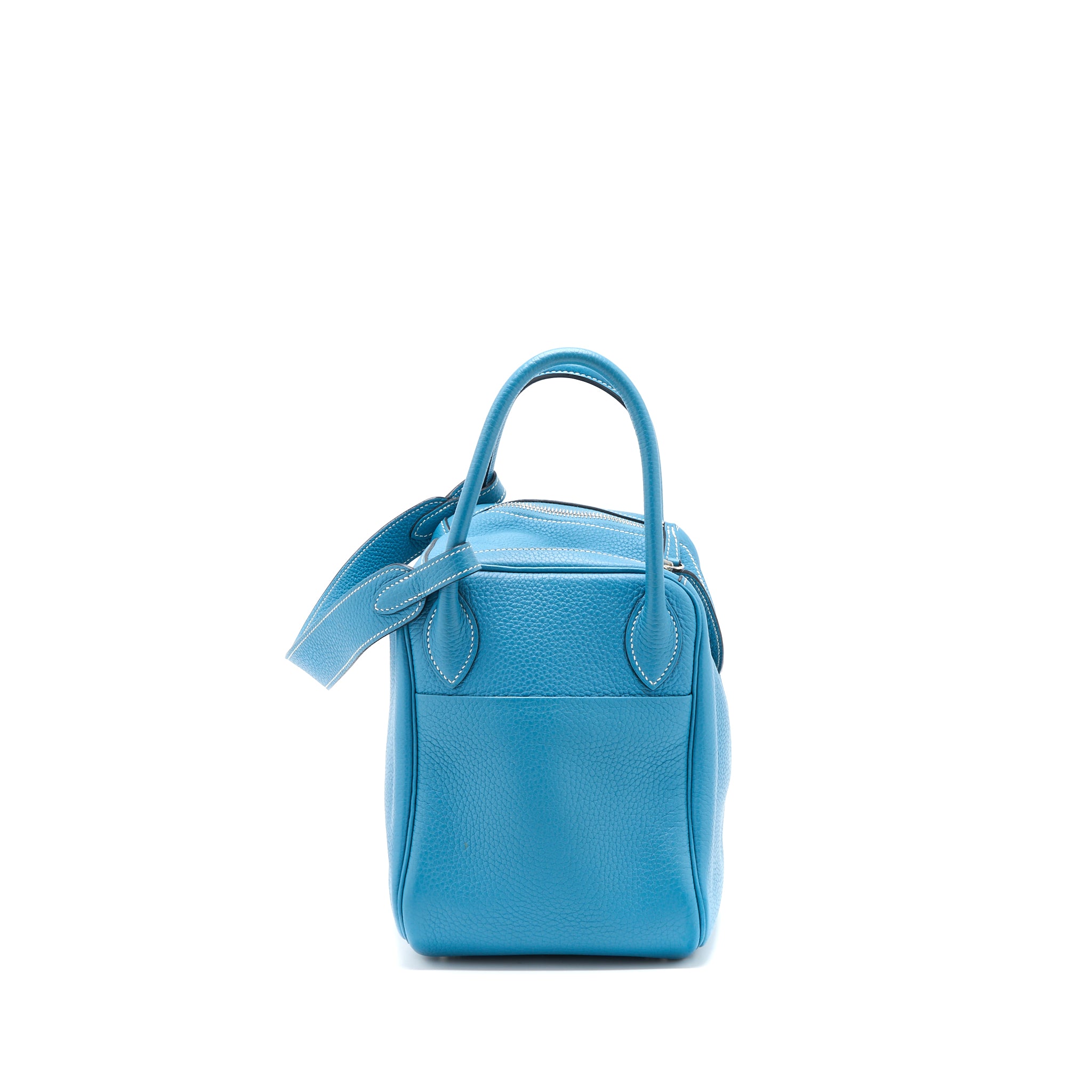 Hermes Lindy 30 Clemence Blue Jeans SHW Stamp T - Image 4
