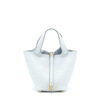 Hermes Picotin 18 Lock Bag Clemence Blue Pale GHW Stamp Z