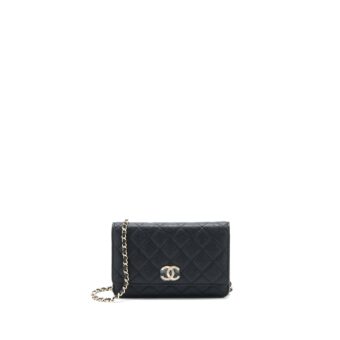 Chanel 23C Giant CC Logo Wallet on Chain Caviar Black LGHW (Microchip)