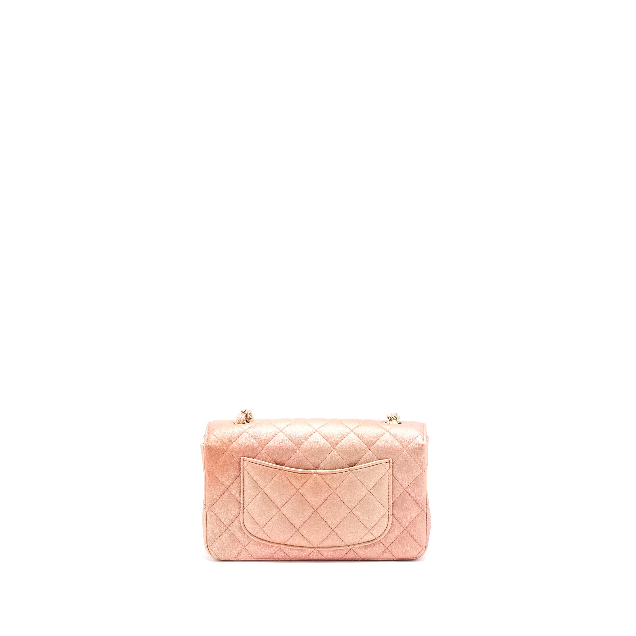 Chanel 21S Mini Rectangular Flap Bag Metallic Grained Lambskin Ombré Rose Gold LGHW - Image 2