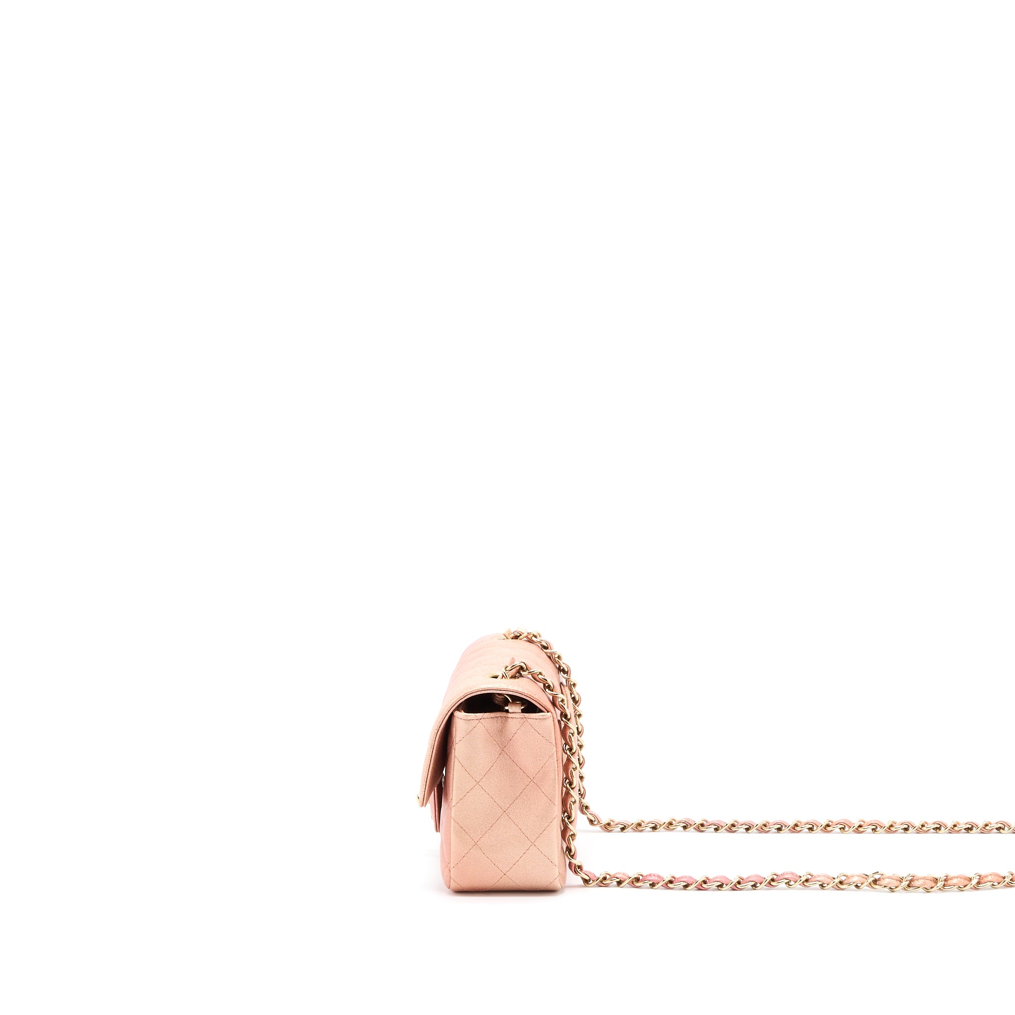 Chanel 21S Mini Rectangular Flap Bag Metallic Grained Lambskin Ombré Rose Gold LGHW - Image 3