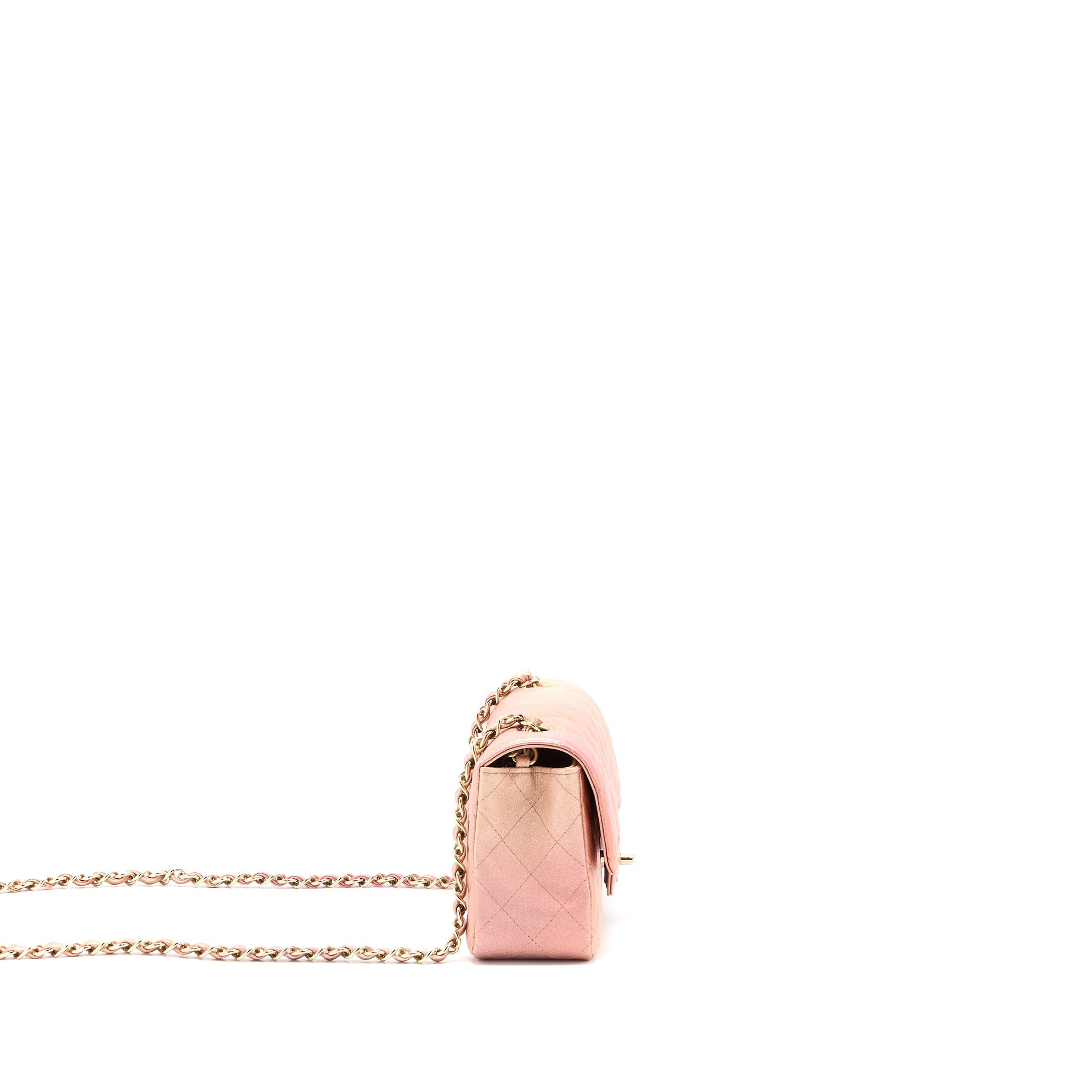 Chanel 21S Mini Rectangular Flap Bag Metallic Grained Lambskin Ombré Rose Gold LGHW - Image 4