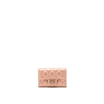 Chanel 2.55 Reissue Flap Card Holder Metallic Grained Calfskin Rose Gold RGHW