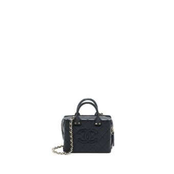 Chanel 22B Small Vanity Case Calfskin Black GHW (Microchip)