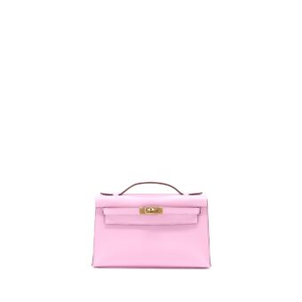 Hermes Kelly Pochette Swift X9 Mauve Sylvestre RGHW Stamp Z