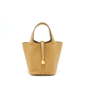 Hermes Picotin 18 Lock Bag Clemence Biscuit GHW Stamp Z