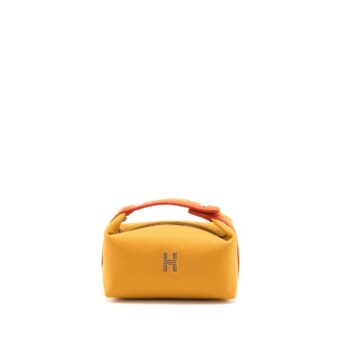 Hermes Trousse De Toilette Bride PM Wool Ocre SHW