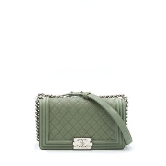 Chanel Medium Boy Bag Caviar Light Green SHW