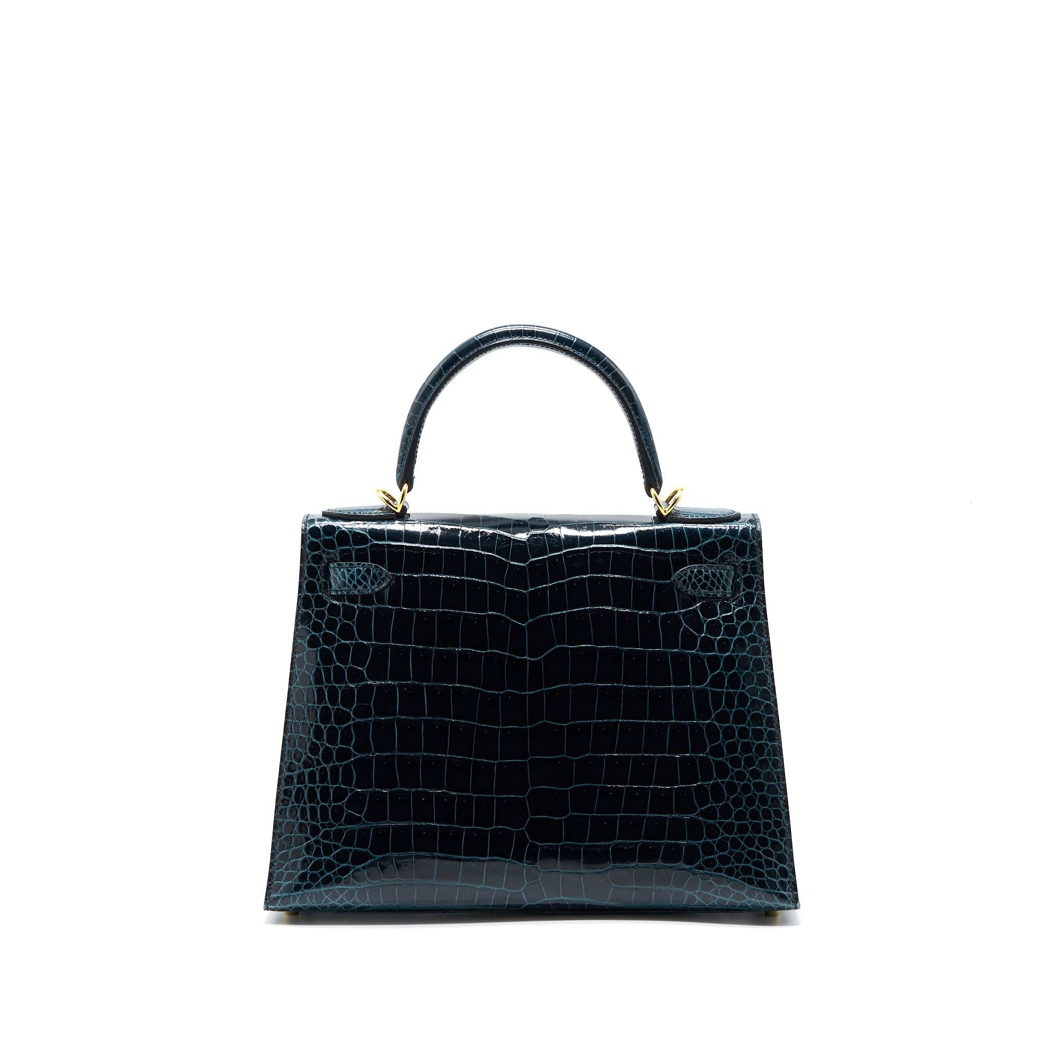 Hermes Kelly 28 Crocodile Porous Kisses V0 Vert Rousseau GHW Stamp D - Image 2