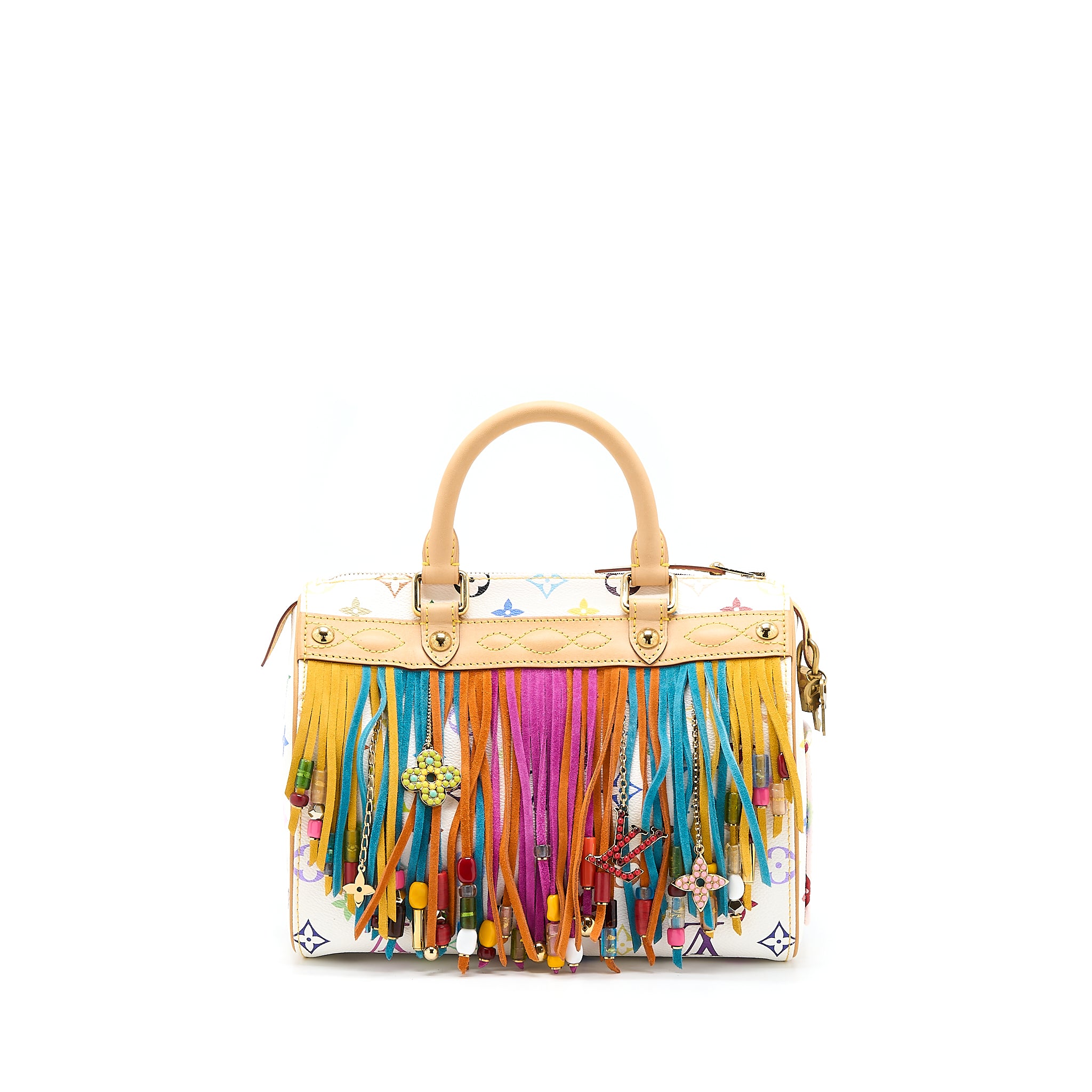 Louis Vuitton Vintage Speedy 25 Limited Edition White/Multicolour GHW - Image 2