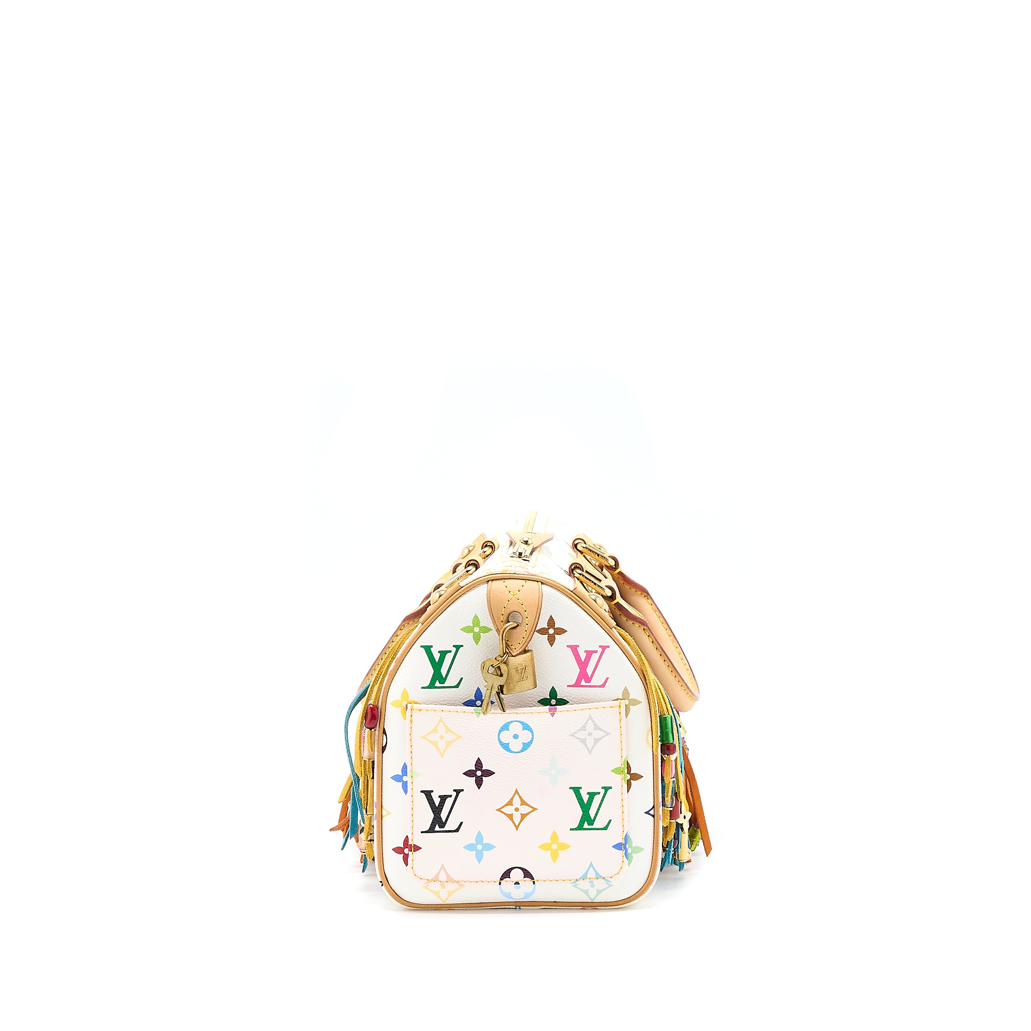 Louis Vuitton Vintage Speedy 25 Limited Edition White/Multicolour GHW - Image 4