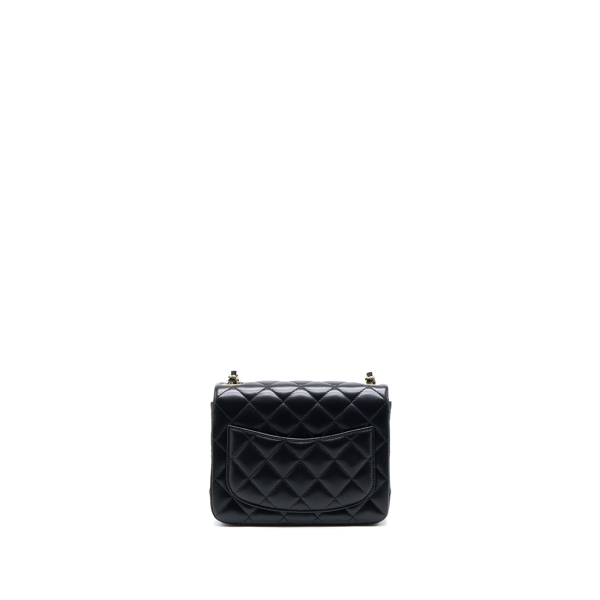 Chanel Mini Square Flap Bag Lambskin Black LGHW (Microchip) - Image 2