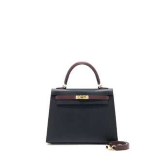 Hermes Kelly 25 Special Order Epsom Black/ Rouge H GHW Stamp Y