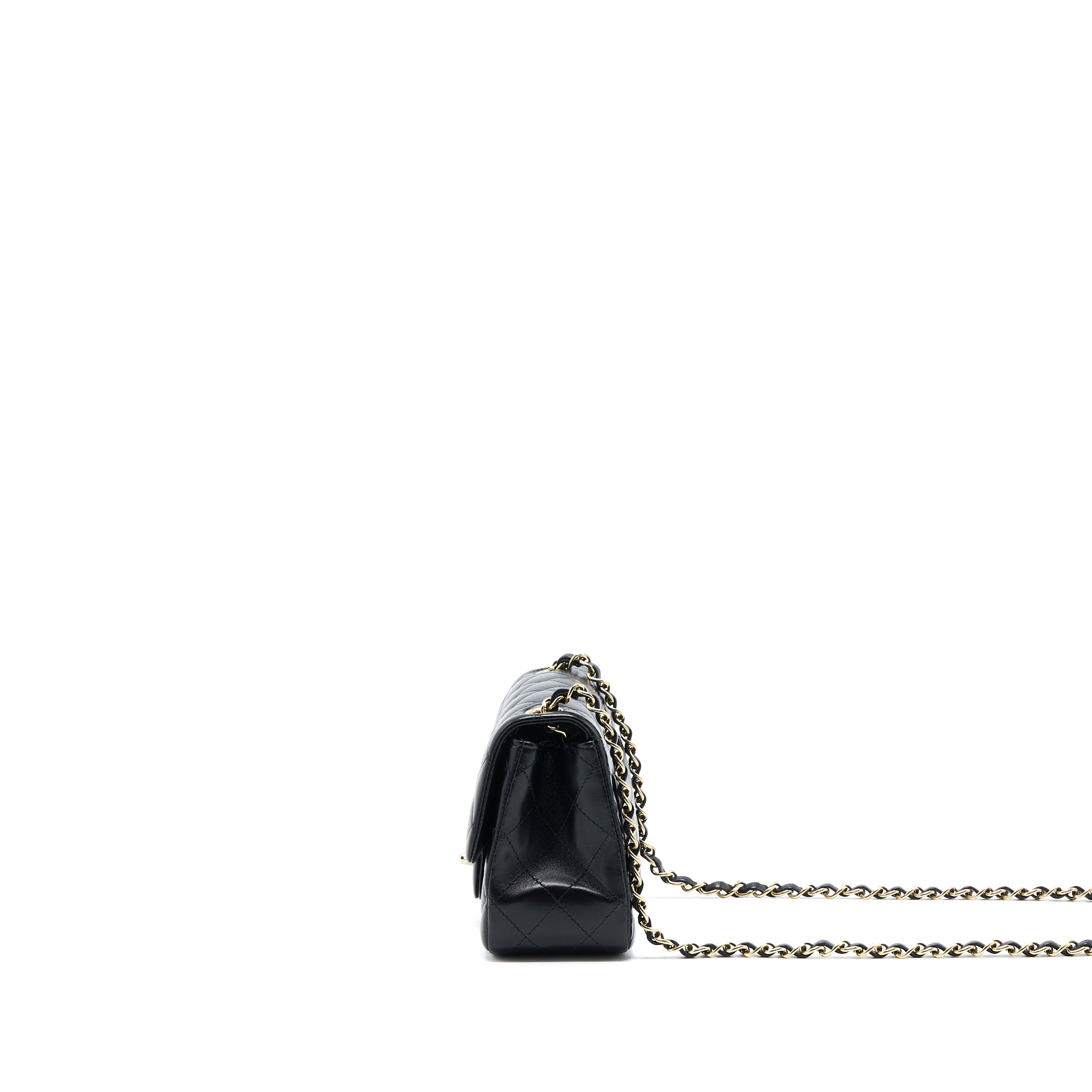 Chanel Mini Square Flap Bag Lambskin Black LGHW (Microchip) - Image 4