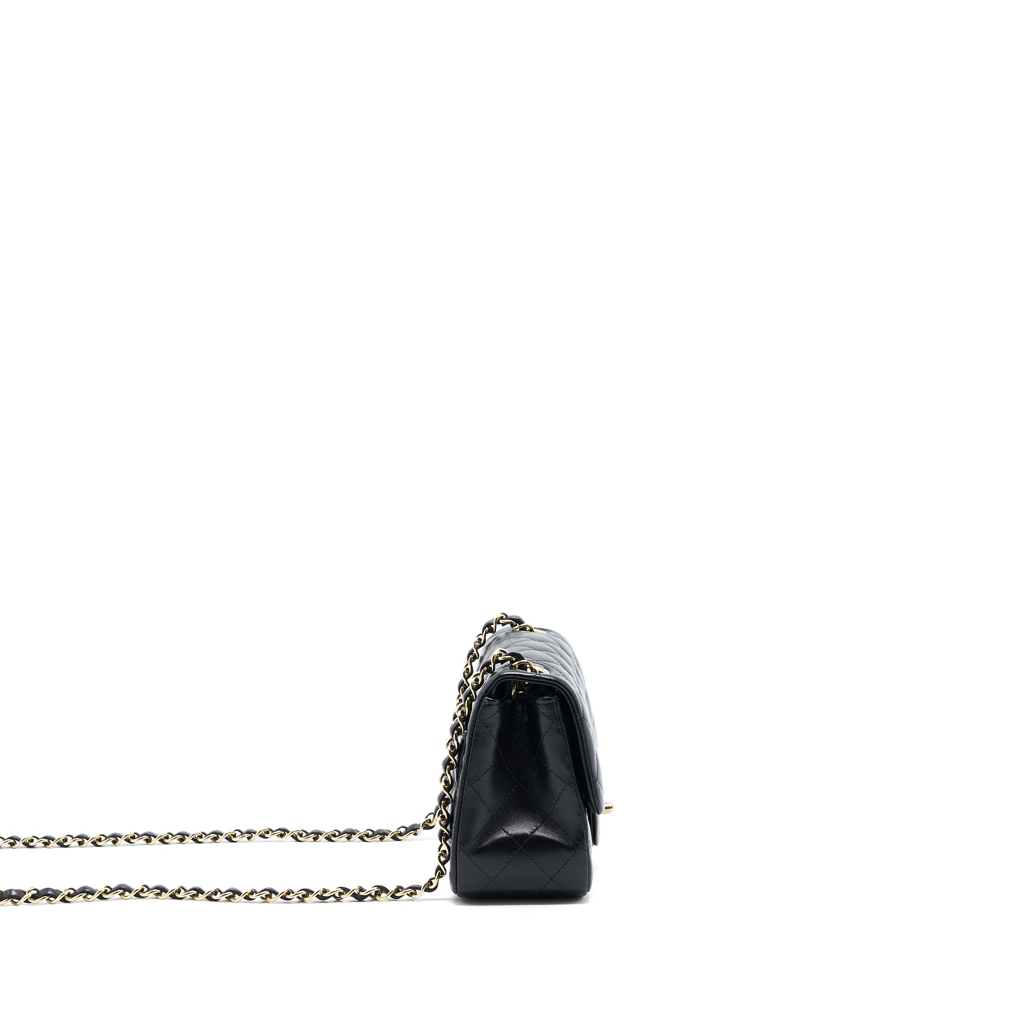 Chanel Mini Square Flap Bag Lambskin Black LGHW (Microchip) - Image 3