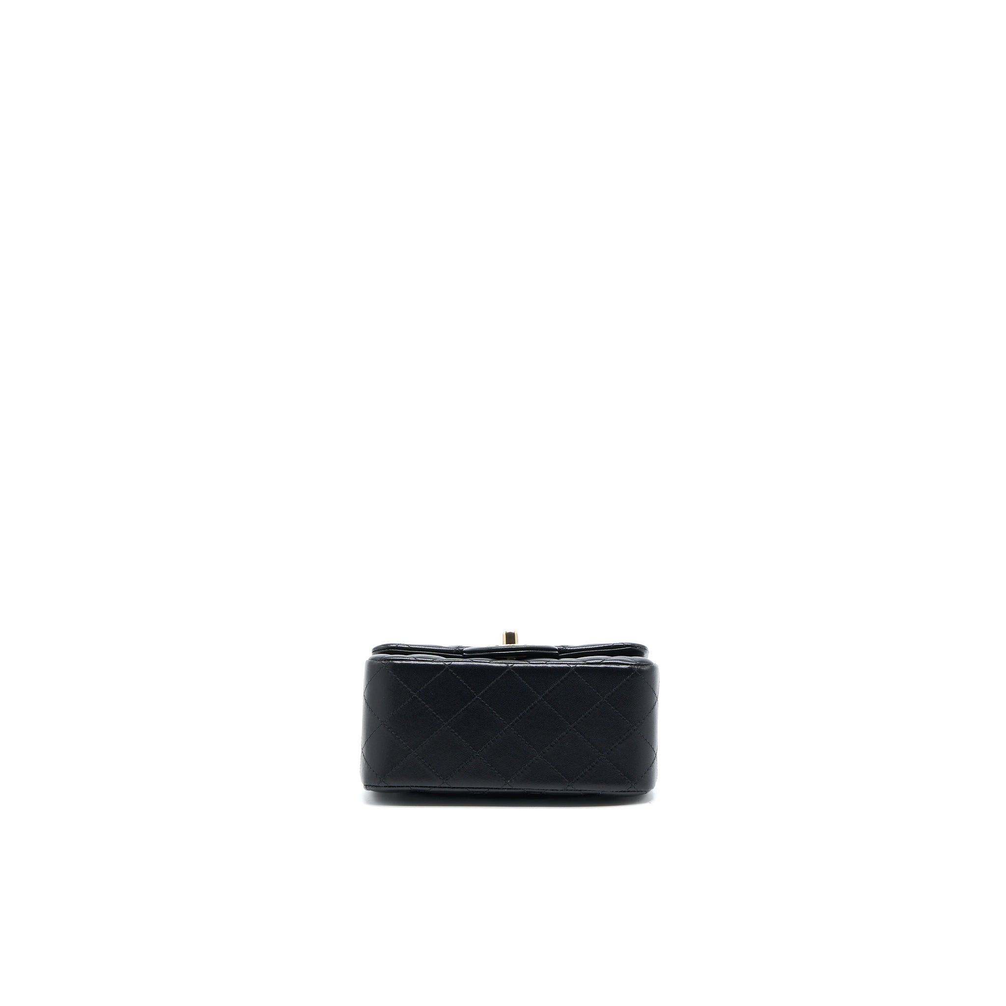 Chanel Mini Square Flap Bag Lambskin Black LGHW (Microchip) - Image 5