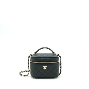 Chanel 22S Top Handle Vanity Caviar Black LGHW (Microchip)
