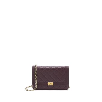 Chanel Boy Wallet on Chain Caviar Burgundy GHW