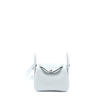 Hermes Mini Lindy Clemence Blue Pale SHW Stamp U