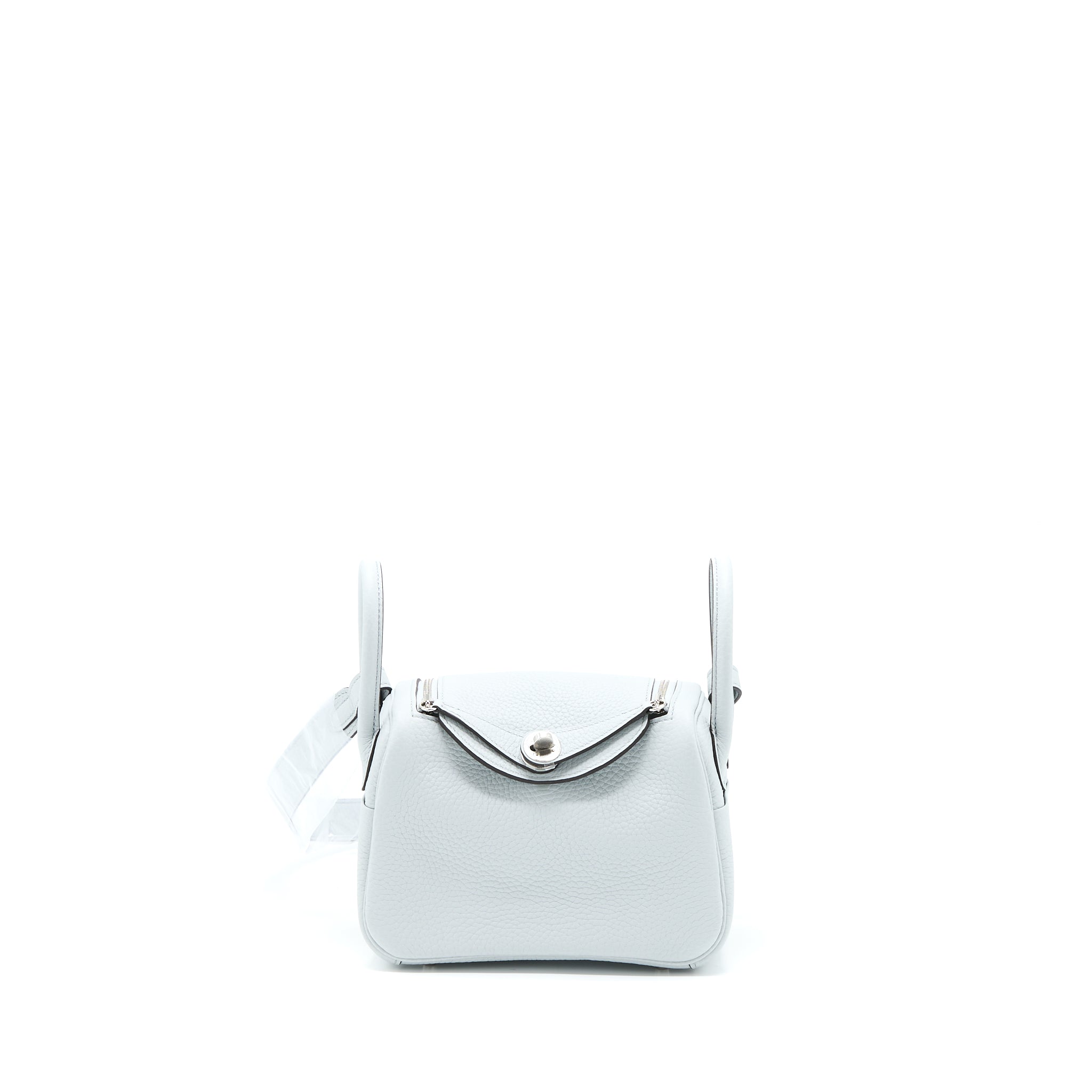 Hermes Mini Lindy Clemence Blue Pale SHW Stamp U