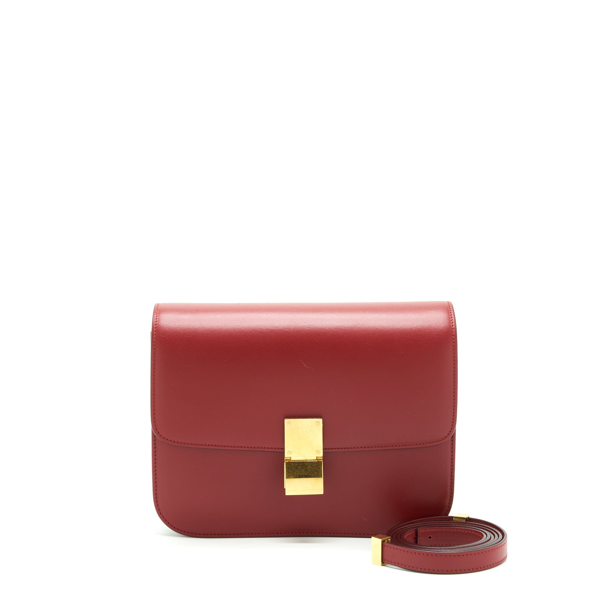Celine Medium Classic Box Bag Calfskin Red GHW