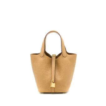 Hermes Picotin 18 Lock Bag Clemence Biscuit GHW Stamp Z