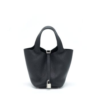 Hermes Picotin 18 Lock Bag Clemence Black SHW Stamp Z