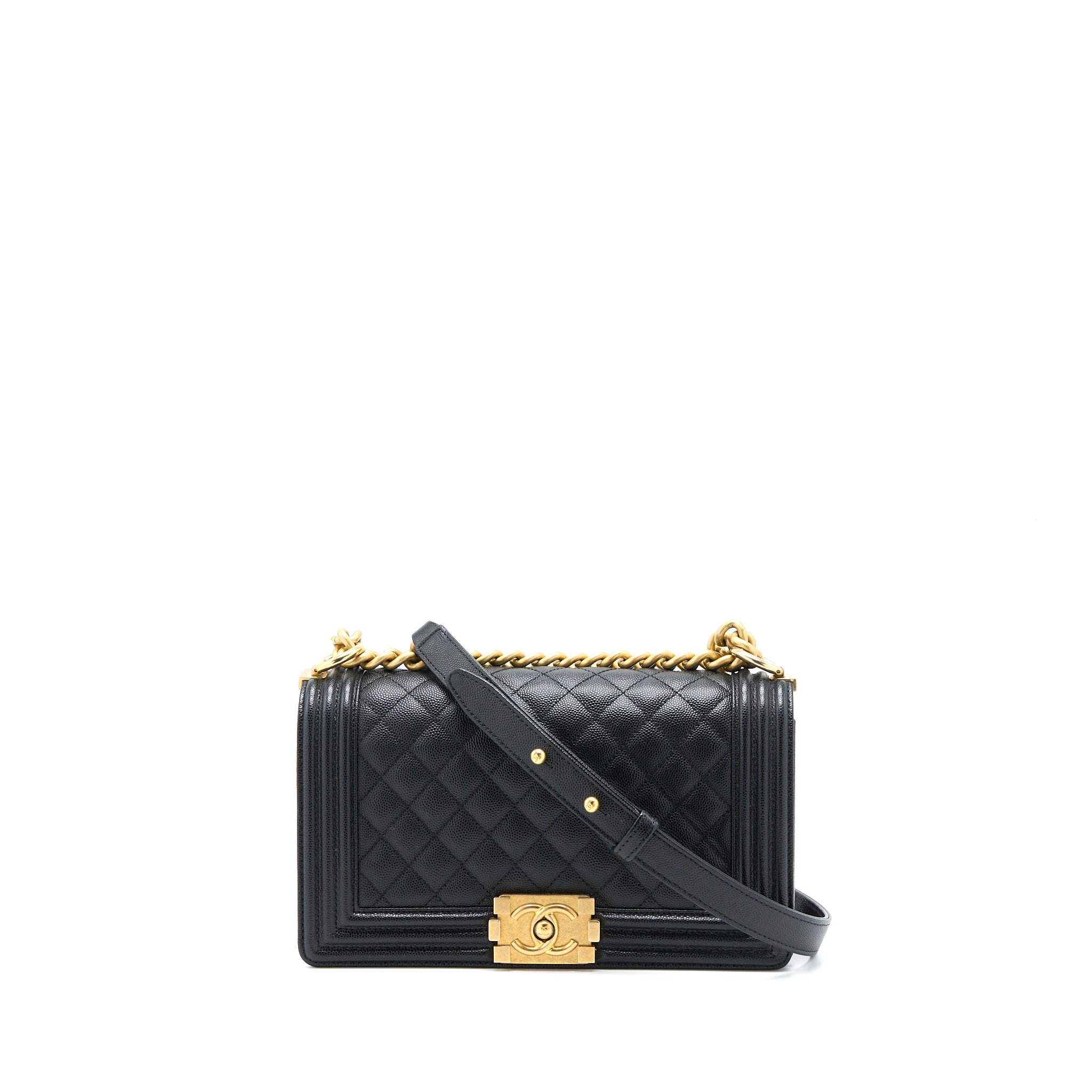 Chanel Medium Boy Bag Caviar Black Brushed GHW