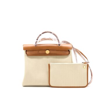Hermes Herbag Zip 31 Bag Leather/Canvas Benton/Fauve GHW Stamp U