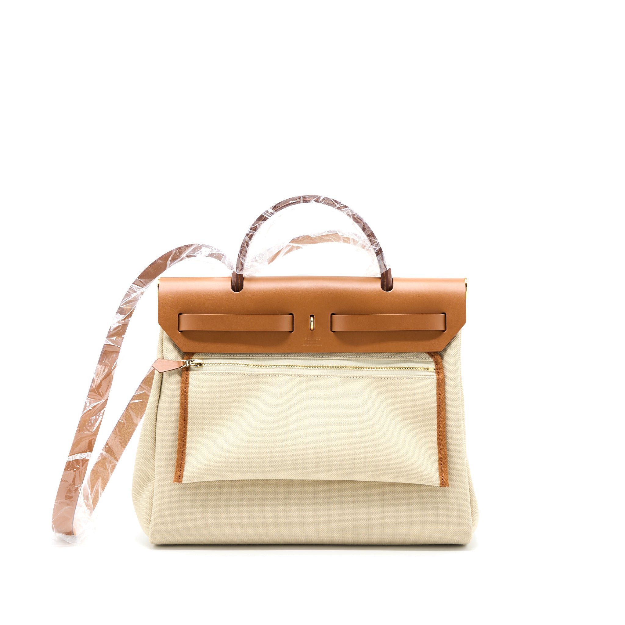 Hermes Herbag Zip 31 Bag Leather/Canvas Benton/Fauve GHW Stamp U - Image 2