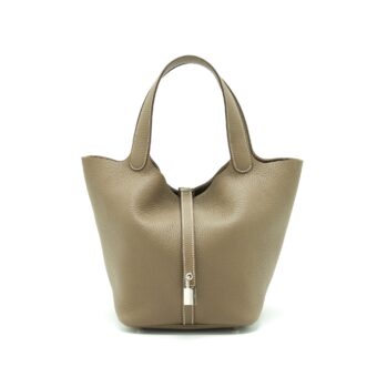 Hermes Picotin 22 Lock Bag Clemence Etoupe SHW Stamp Y
