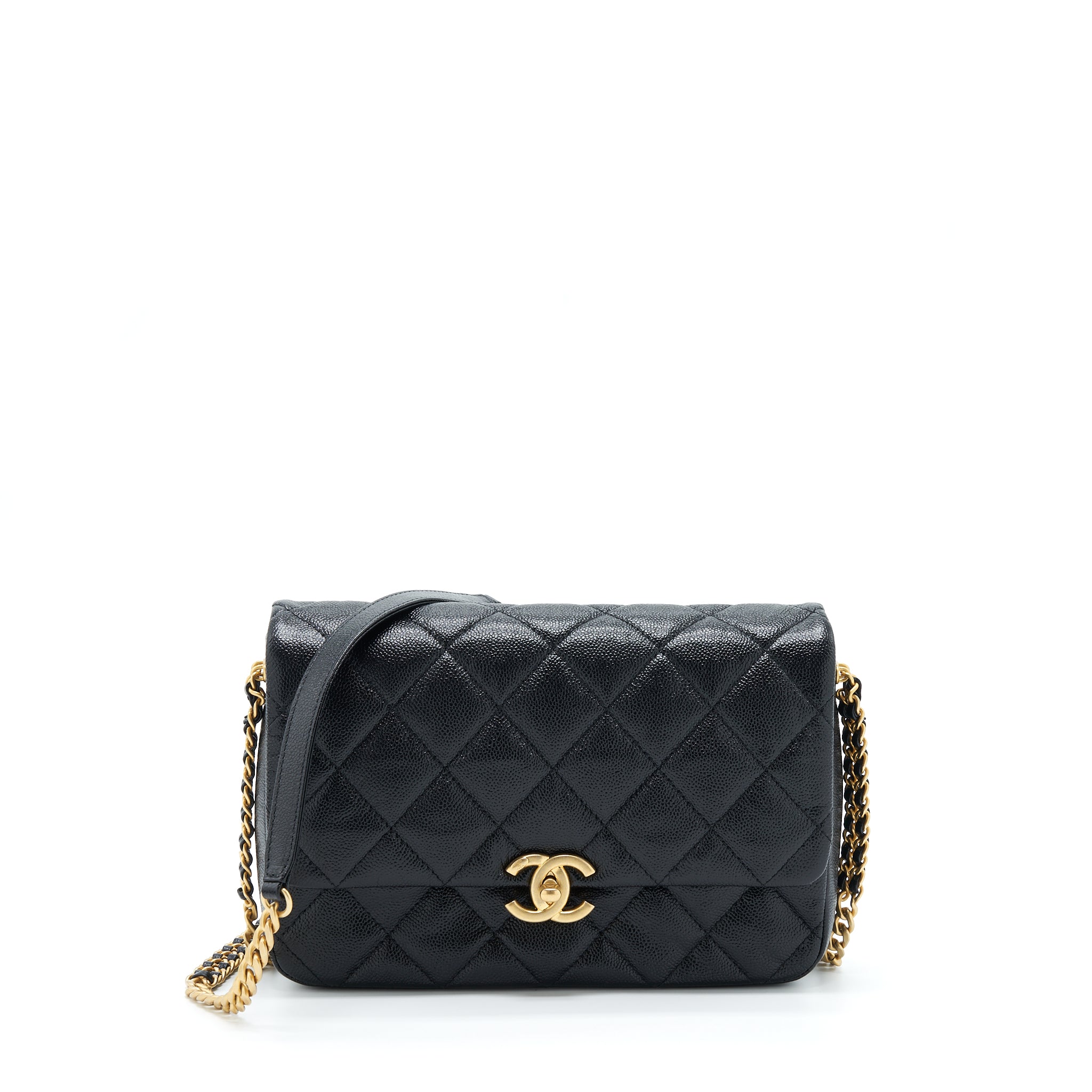 Chanel 22P Medium Melody Bag Grained Calfskin Black GHW (Microchip)