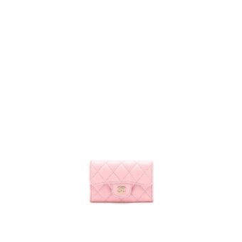 Chanel Classic Flap Card Holder Caviar Light Pink LGHW