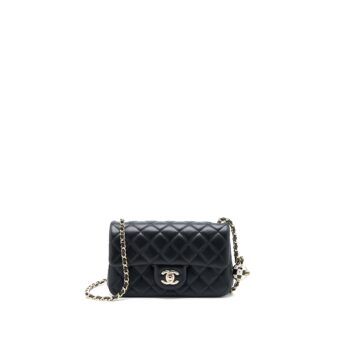 Chanel 23c Pearl Crush Mini Rectangular Lambskin Black LGHW (Microchip)
