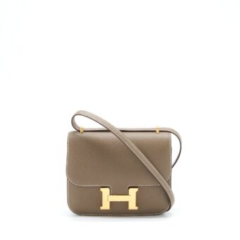 Hermes Mini Constance Epsom Etoupe GHW Stamp U