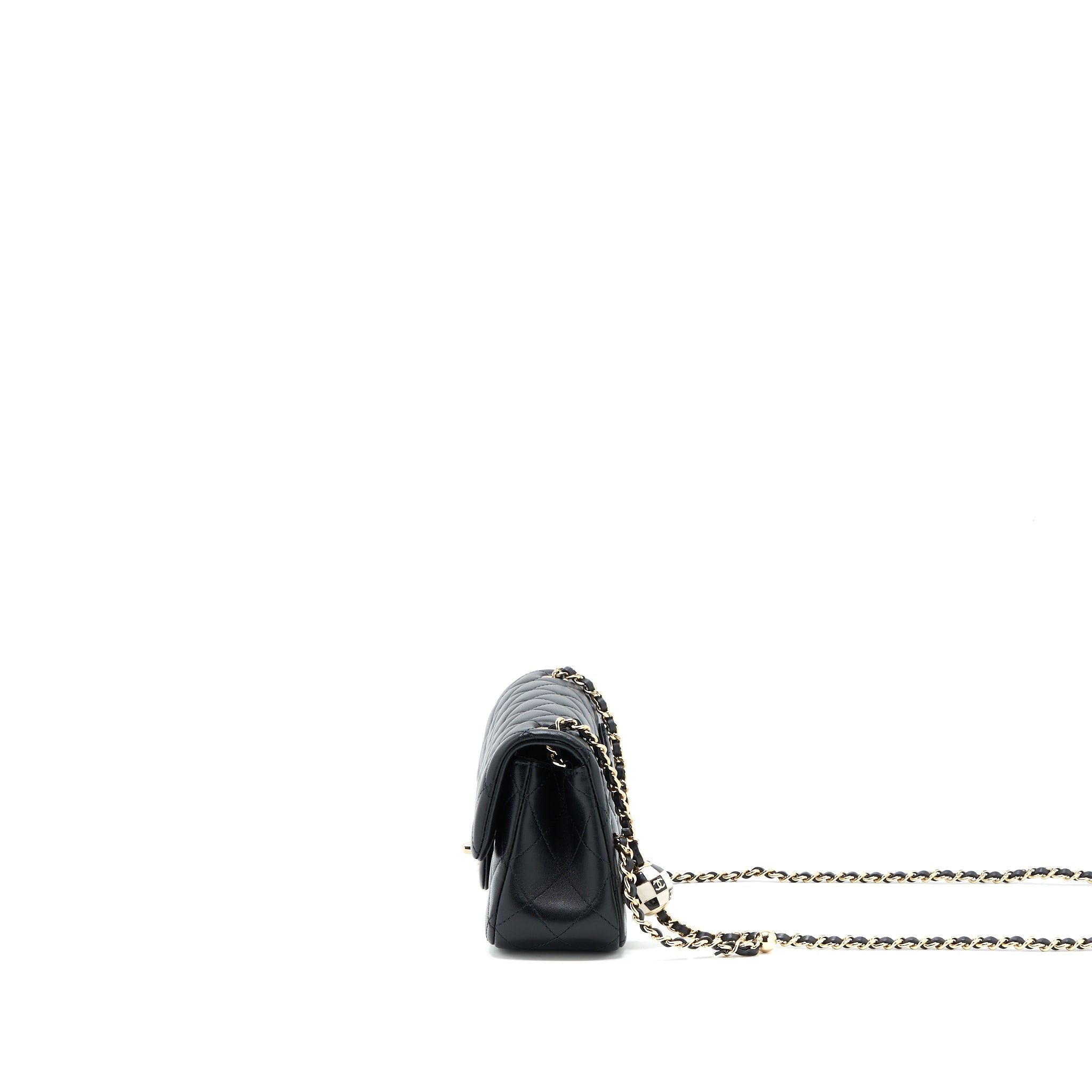 Chanel 23c Pearl Crush Mini Rectangular Lambskin Black LGHW (Microchip) - Image 4
