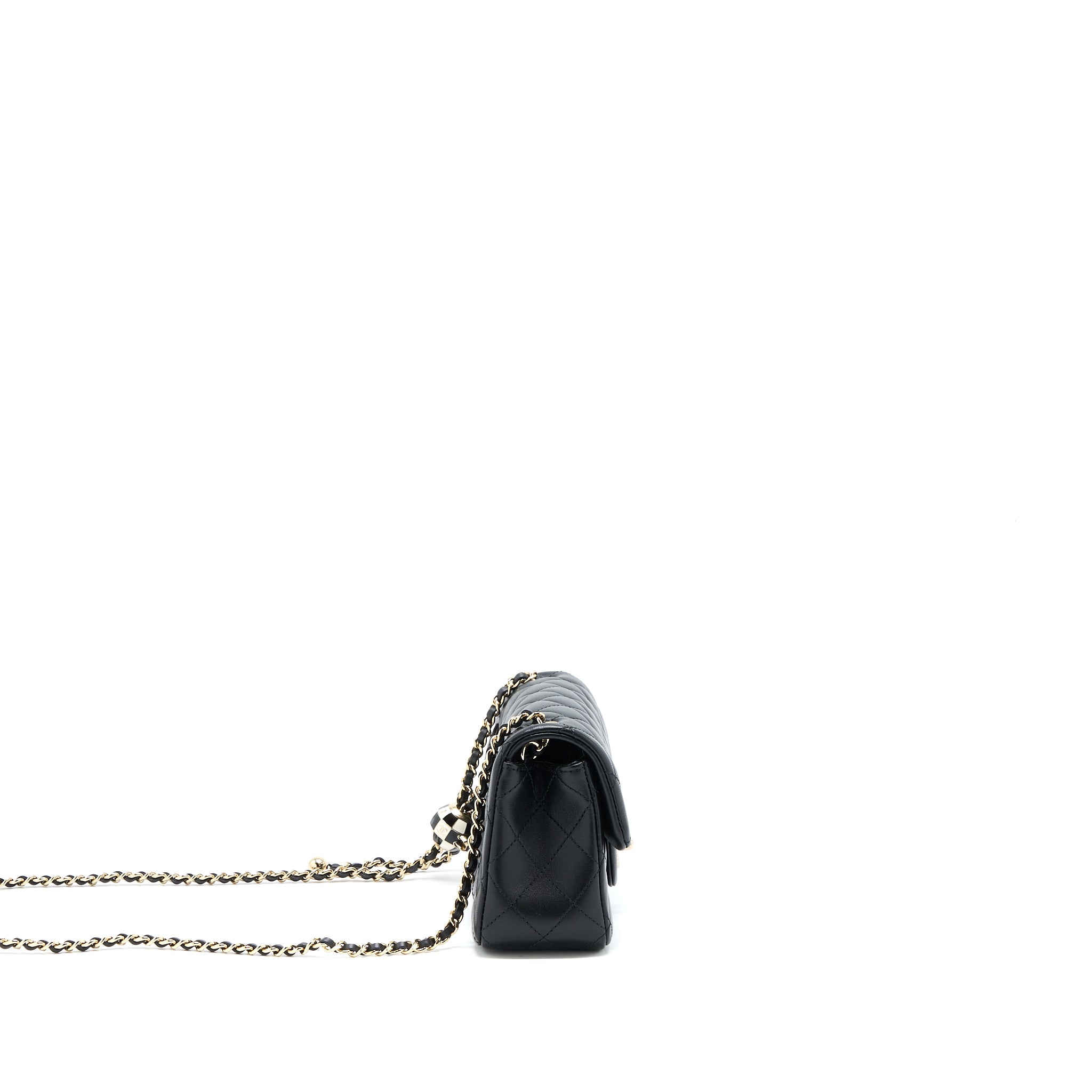 Chanel 23c Pearl Crush Mini Rectangular Lambskin Black LGHW (Microchip) - Image 3